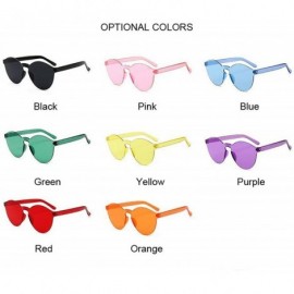 Oval Fashion Round Sunglasses Women Vintage Metal Frame Pink Yellow Lens Colorful Shade Sun Glasses UV400 - Black - CV1985679...