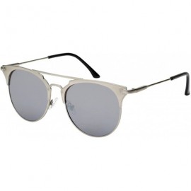 Aviator Pantos Shape Flat Lens Sunglasses 23059-FLREV - Matte Silver - CV12JEAC9JH $8.09