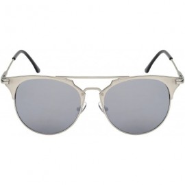 Aviator Pantos Shape Flat Lens Sunglasses 23059-FLREV - Matte Silver - CV12JEAC9JH $8.09