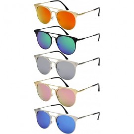 Aviator Pantos Shape Flat Lens Sunglasses 23059-FLREV - Matte Silver - CV12JEAC9JH $8.09