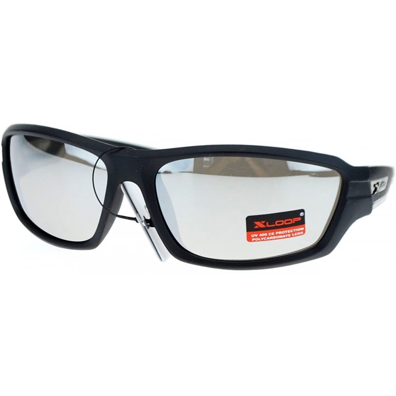 Wrap Xloop Mens Sports Sunglasses Wrap Oval Rectangular Plastic Frame - Clear - CS126HILRUR $12.07