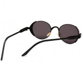 Round Vintage Oval Sunglasses Male Metal Frame Round Sun Glasses for Women Punk Style - Full Black - C718H859KZ9 $11.35