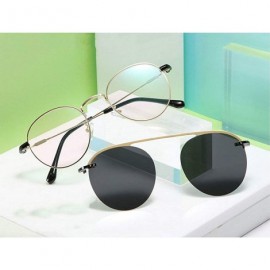 Round 2019 retro new mirror polarized magnet outer ring polarized inner ring flat mirror unisex sunglasses - CK18TX4OWM7 $14.78