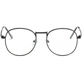 Round Men women retro glasses full frame round resin lenses myopia glasses - Black - CN18EA997M5 $26.17