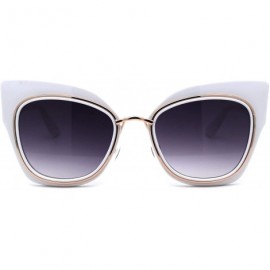 Butterfly Womens Double Rim Thick Cat Eye Retro Fashion Sunglasses - White Gold Smoke - C4194OMCX5X $10.89