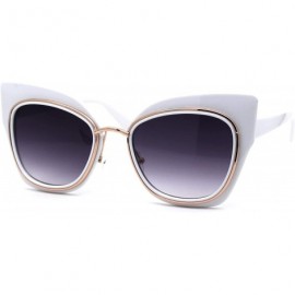 Butterfly Womens Double Rim Thick Cat Eye Retro Fashion Sunglasses - White Gold Smoke - C4194OMCX5X $10.89