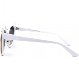 Butterfly Womens Double Rim Thick Cat Eye Retro Fashion Sunglasses - White Gold Smoke - C4194OMCX5X $10.89