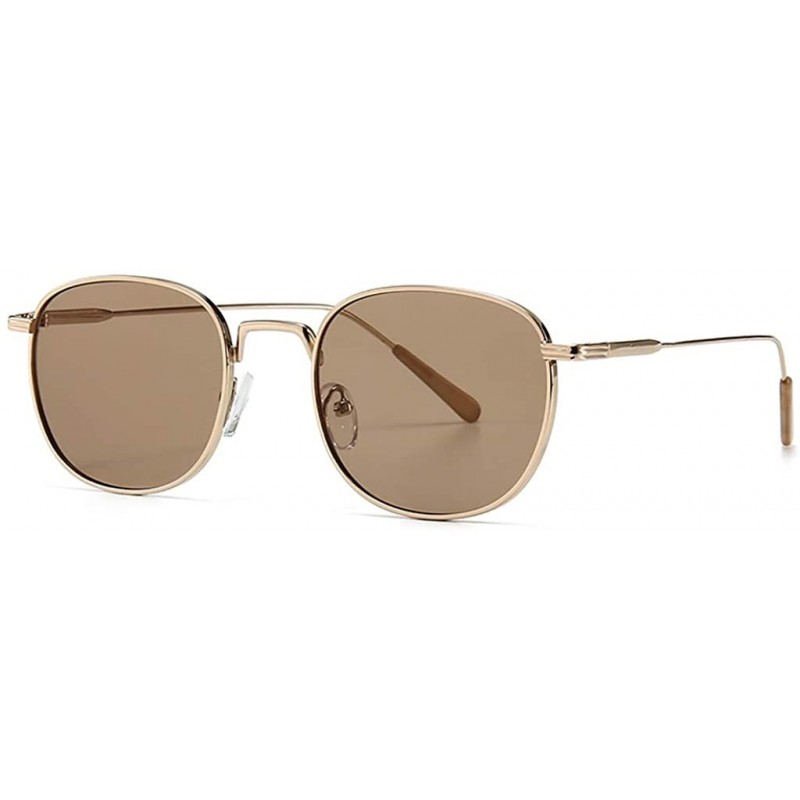 Square Square Sunglasses Women Retro Summer Male Sun Glasses Metal Frame Uv400 Summer - Light Brown Lens - CI1973CW24S $12.92