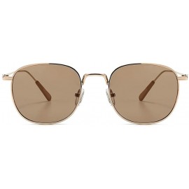 Square Square Sunglasses Women Retro Summer Male Sun Glasses Metal Frame Uv400 Summer - Light Brown Lens - CI1973CW24S $12.92