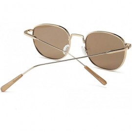 Square Square Sunglasses Women Retro Summer Male Sun Glasses Metal Frame Uv400 Summer - Light Brown Lens - CI1973CW24S $12.92