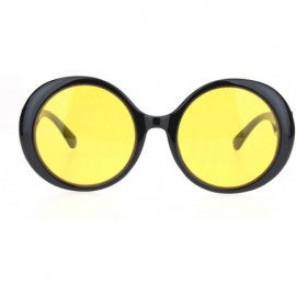 Round Womens Round Circle Mod Hippie Color Lens Plastic Wizard Sunglasses - Black Yellow - C418M4DU9T7 $12.18