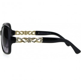 Butterfly Oceanic Gradient Lens Heart Shape Valentine Love Metal Rim Sunglasses - Black Smoke - CS185NNCQHA $14.54