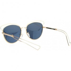 Wayfarer Womens Metal Wire Horn Rim Butterfly Retro Sunglasses - Gold Black - CA12GOHHPIJ $12.39