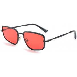 Square Unregularly Square Frame Sunglasses Trendy Glasses for Women Easy Matching - Blackred - CL18AXAW03L $11.18