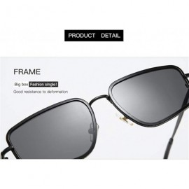 Square Unregularly Square Frame Sunglasses Trendy Glasses for Women Easy Matching - Blackred - CL18AXAW03L $11.18