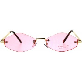 Oval Rimless Skinny Diamond Shape Sunglasses Womens Indie Fashion Shades - Gold (Pink) - CR18EDH98AZ $11.39