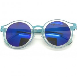 Round Retro Fashion P3 Frame Round Horn Rimmed Color Lens Sunglasses - Blue - CR17YXUN2WC $7.80