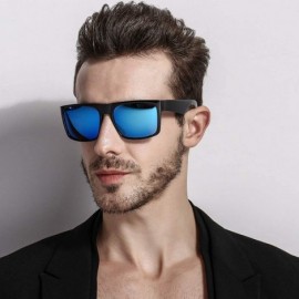 Sport Mens Square Polarized Sunglasses Lightweight UV Protection - Black&blue - CX18MG84392 $10.36