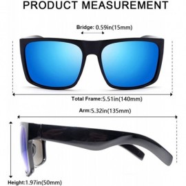 Sport Mens Square Polarized Sunglasses Lightweight UV Protection - Black&blue - CX18MG84392 $10.36