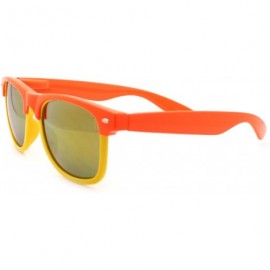 Square Multicolor Reflective Lens Square Sunglasses Colorful 2-tone Mix - Orange Yellow - CX11MQ4SHFP $10.94