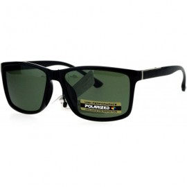 Sport Mens Anti-glare Polarized Lens Sport Rectangular Horned Luxury Sunglasses - Shiny Black Green - CM17WTXCQ8H $10.27