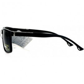 Sport Mens Anti-glare Polarized Lens Sport Rectangular Horned Luxury Sunglasses - Shiny Black Green - CM17WTXCQ8H $10.27