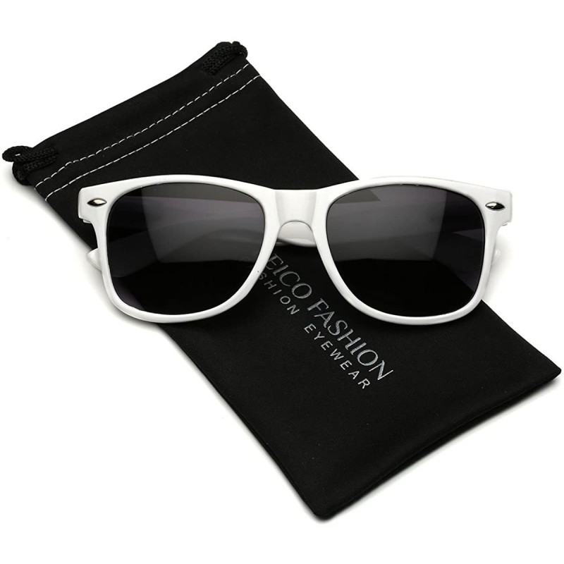 Rectangular Iconic Horn Rimmed Retro Classic Sunglasses - White (Rubberized) - C812NUG4U7E $9.92