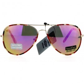 Aviator Camo Camouflage Print Fabric Frame Aviator Sunglasses Unisex UV 400 - Red Camo - CF187YU8UTG $8.11