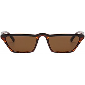 Square Womens Flat Top Half Lunette Retro Small Square Cat Eye Sunglasses - Leopard Frame & Brown Lens - CI18CX55UYH $11.93