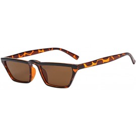 Square Womens Flat Top Half Lunette Retro Small Square Cat Eye Sunglasses - Leopard Frame & Brown Lens - CI18CX55UYH $11.93