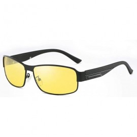 Oval Men's Hot Retro Driving Polarized Sunglasses Metal Frame 100% UV protection - Black-yellow - C918K2X433Q $12.16