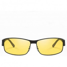 Oval Men's Hot Retro Driving Polarized Sunglasses Metal Frame 100% UV protection - Black-yellow - C918K2X433Q $12.16