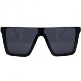 Oversized Womens Boyfriend Style Sunglasses Oversized Square Flat Top Shades UV 400 - White (Black) - CW197Q7RMXN $11.85