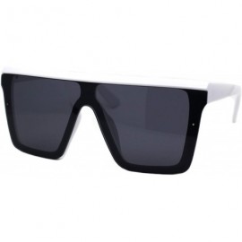 Oversized Womens Boyfriend Style Sunglasses Oversized Square Flat Top Shades UV 400 - White (Black) - CW197Q7RMXN $11.85