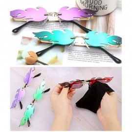 Round Sunglasses Unisex Flame Teen Girls Eyewear Novelty Rimless Small Face Glasses - Blue - CR198Q44W7H $9.85