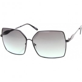 Square Womens Oversize Metal Frame Two-Toned Gradient Lens Square Sunglasses 65mm - Black / Smoke Green - CE12H0L9NGF $9.24