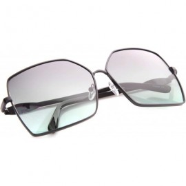 Square Womens Oversize Metal Frame Two-Toned Gradient Lens Square Sunglasses 65mm - Black / Smoke Green - CE12H0L9NGF $9.24