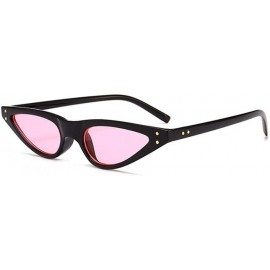 Aviator New Small Sunglasses Women Cat Eye Vintage Black Leopard Red Triangle C7 - C6 - CZ18YKUE4LR $11.47