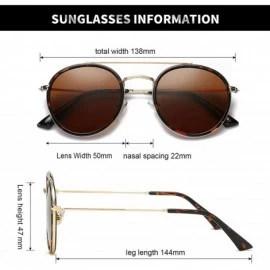 Round Small Round Double Bridge Sunglasses For Women Men Polarized 100% UV Protection - CQ18XT6YT66 $14.11