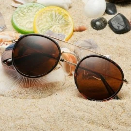 Round Small Round Double Bridge Sunglasses For Women Men Polarized 100% UV Protection - CQ18XT6YT66 $14.11