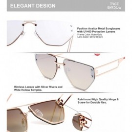 Square New Avaitor Sunglasses- Rimless Metal- Mirrored Lens- Unique Design Sun Glasses - Brown - C718WNEH4ZI $8.34