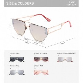 Square New Avaitor Sunglasses- Rimless Metal- Mirrored Lens- Unique Design Sun Glasses - Brown - C718WNEH4ZI $8.34