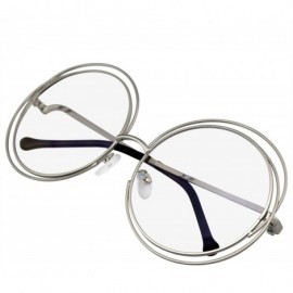 Oversized Retro Indie Dual Metal Oversize Round Mirrored Lens Sunglasses - Clear - CL18TZZWUCD $7.91