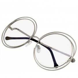 Oversized Retro Indie Dual Metal Oversize Round Mirrored Lens Sunglasses - Clear - CL18TZZWUCD $7.91