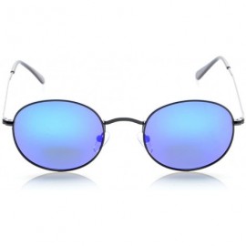 Round Vintage Style Quality Round Polarized Sunglasses - Black Frame-blue Revo - C6127HQCVSF $11.75