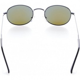 Round Vintage Style Quality Round Polarized Sunglasses - Black Frame-blue Revo - C6127HQCVSF $11.75