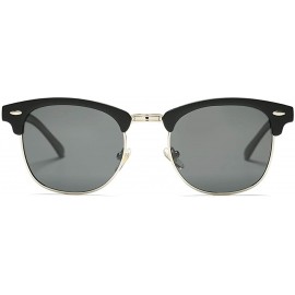 Rimless Classic Semi Rimless Polarized Sunglasses with Metal Rivets - Matte Black/Silver Rimmed - CP18A4RWN2D $13.30