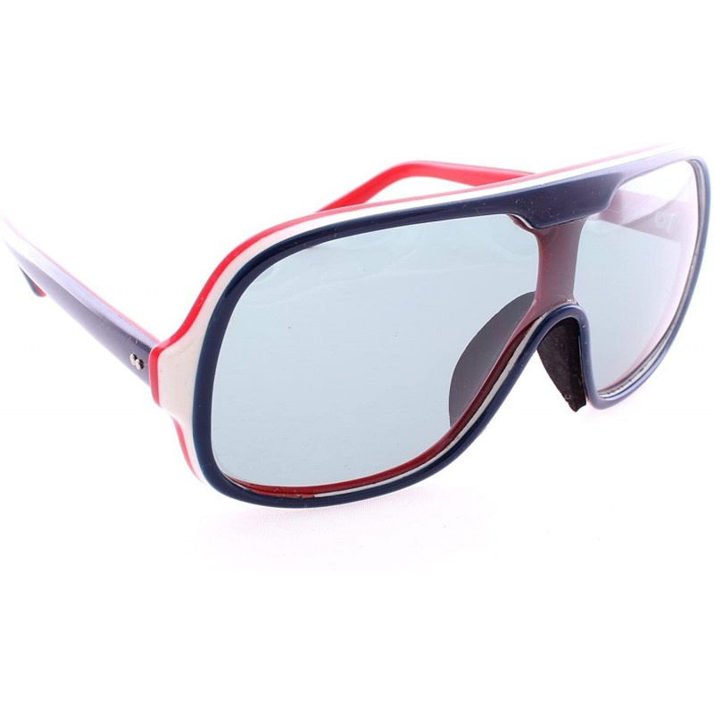 Oversized Retro Vintage Oversized Aviator Sunglasses - Red- White- Blue - C212HSCROZX $26.92