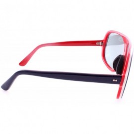 Oversized Retro Vintage Oversized Aviator Sunglasses - Red- White- Blue - C212HSCROZX $26.92