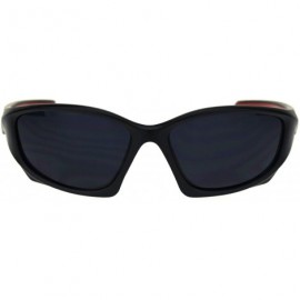 Rectangular Mens Classic 90s Aerodynamic Plastic Sport Warp Around Sunglasses - Matte Black Red Black - CN18RRQT009 $7.55